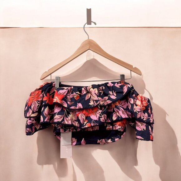 NWT Keepsake the Label Real Love Black Floral Ruffle Blouse Crop Top - Picture 11 of 11